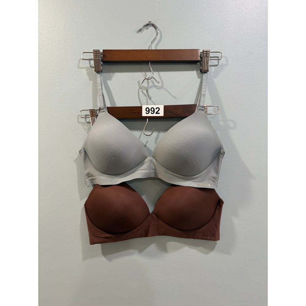 Danskin Intimates Womens 2 Pack Wireless Bra 36B Gray Brown 3930-28 Seamless